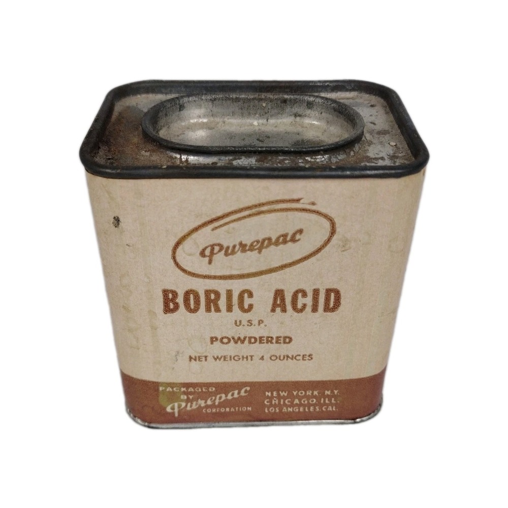 Vintage Purepac Boric Acid Tin Bathroom Vanity Decor 1950s Mid Century Metal